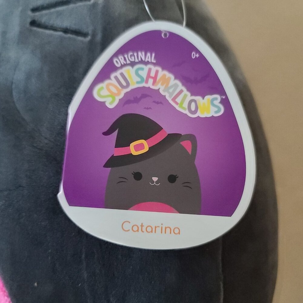 Squishmallows Catarina 12" Halloween Black Cat in Witch Hat Plush Kellytoy NWT - Picture 4 of 6